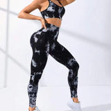 Tie-dye Yoga Sports Bra Trousers Suit