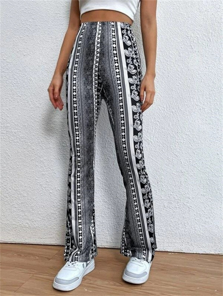 High Elastic Tight Print Trousers