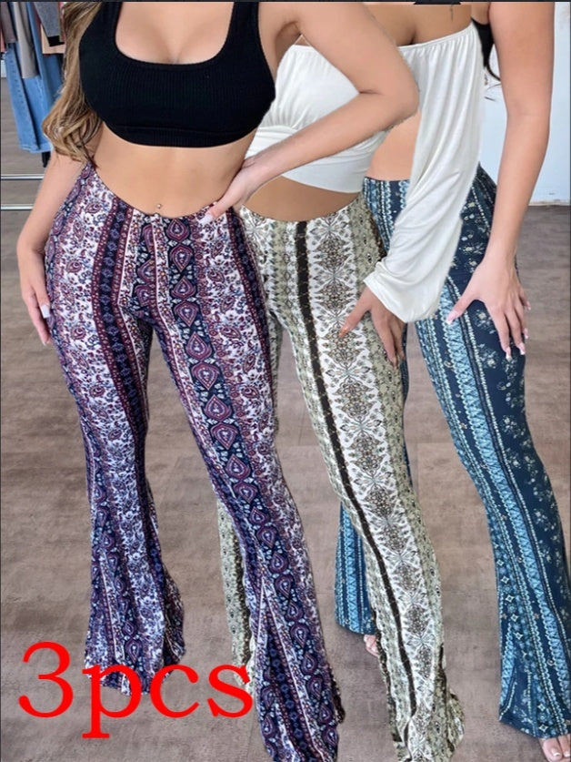 High Elastic Tight Print Trousers