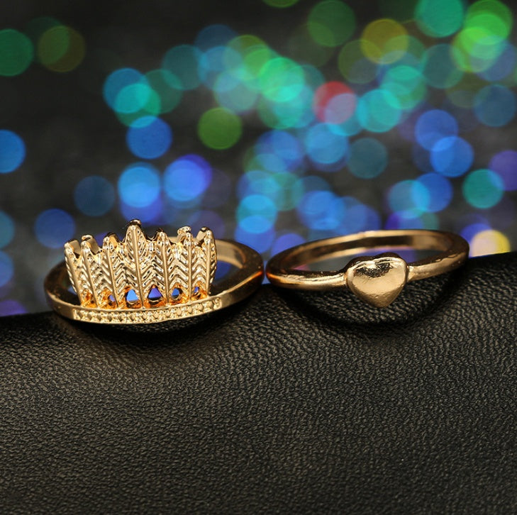 9PCS Midi Moon Feather Crown Dreamcatcher Knuckle Ring