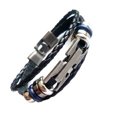 Leather Beaded Braided Rope Bracelet