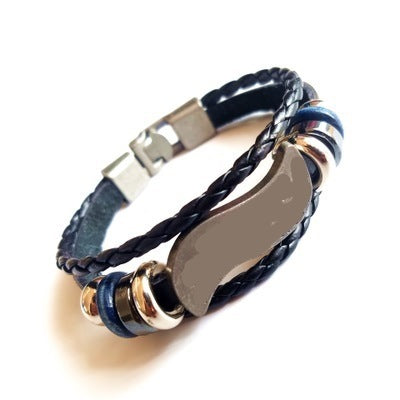 Leather Beaded Braided Rope Bracelet