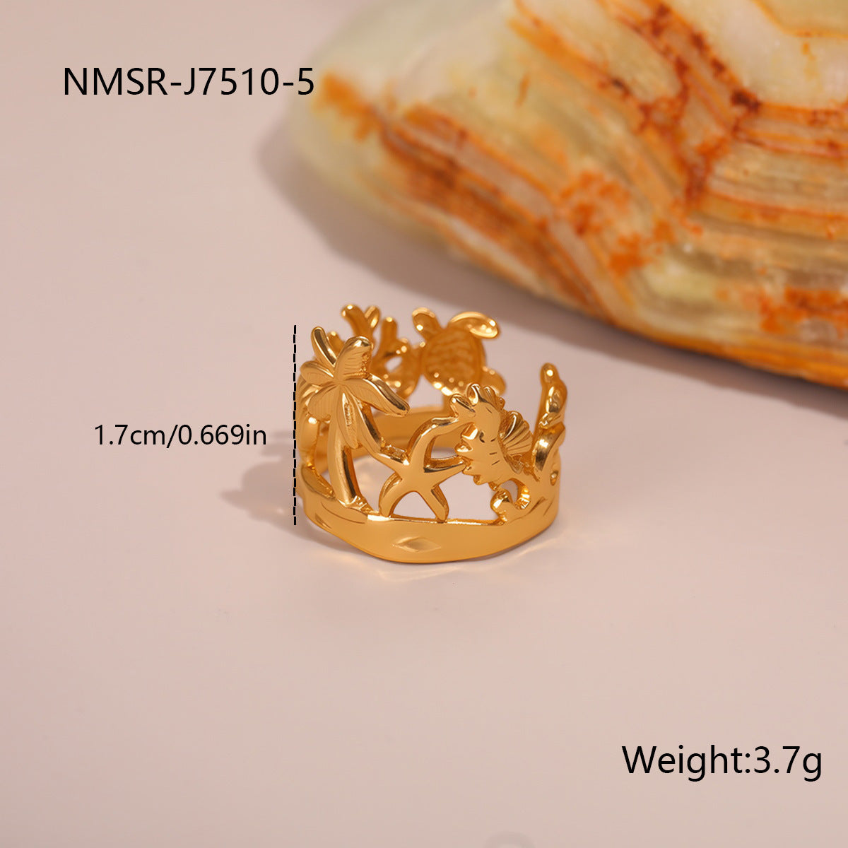 Flower Ocean Ring Open Design Ring