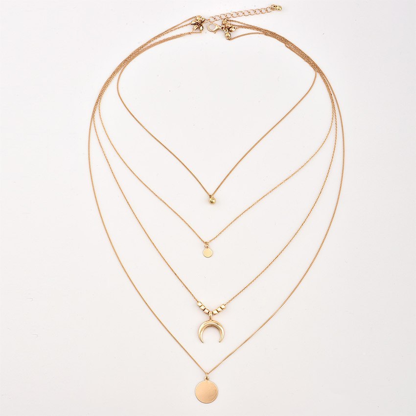 Multi-layer Moon Wafer Elegant Necklace