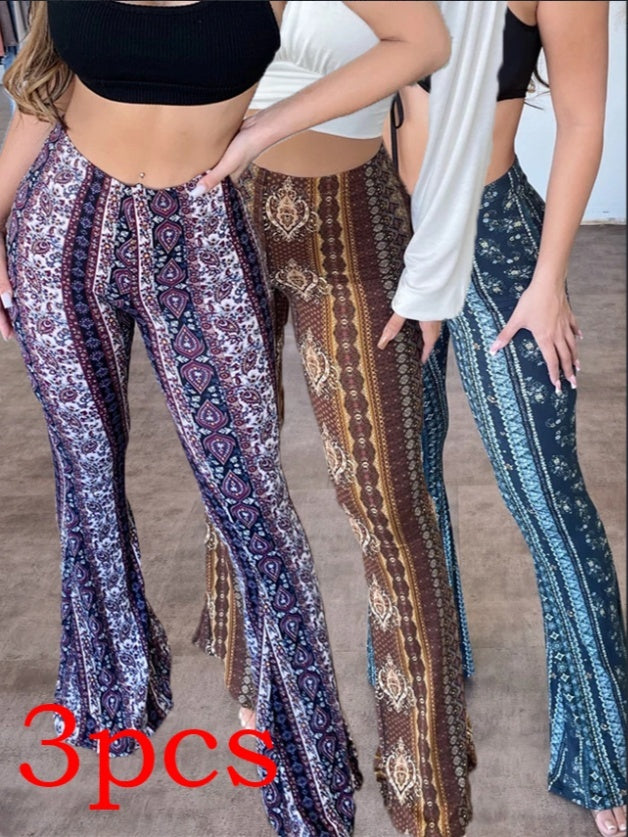 High Elastic Tight Print Trousers