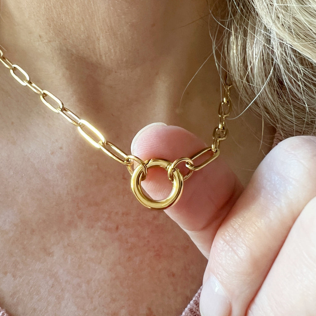 Stainless Steel Clip Circle Necklace
