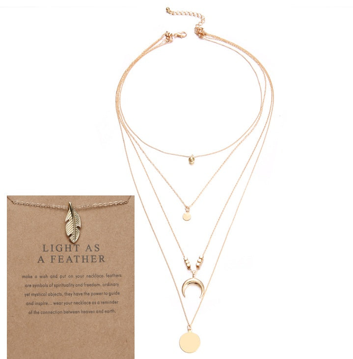 Multi-layer Moon Wafer Elegant Necklace