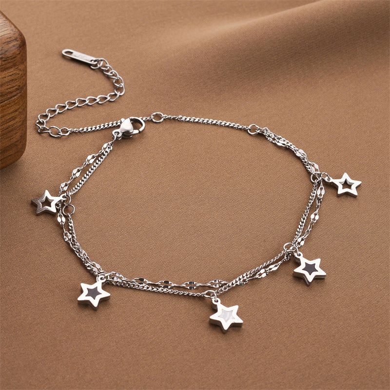 Double Layer Pentagram Titanium Steel Bracelet