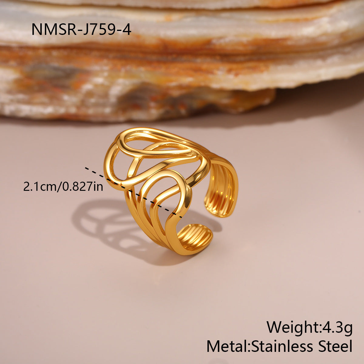 Flower Ocean Ring Open Design Ring