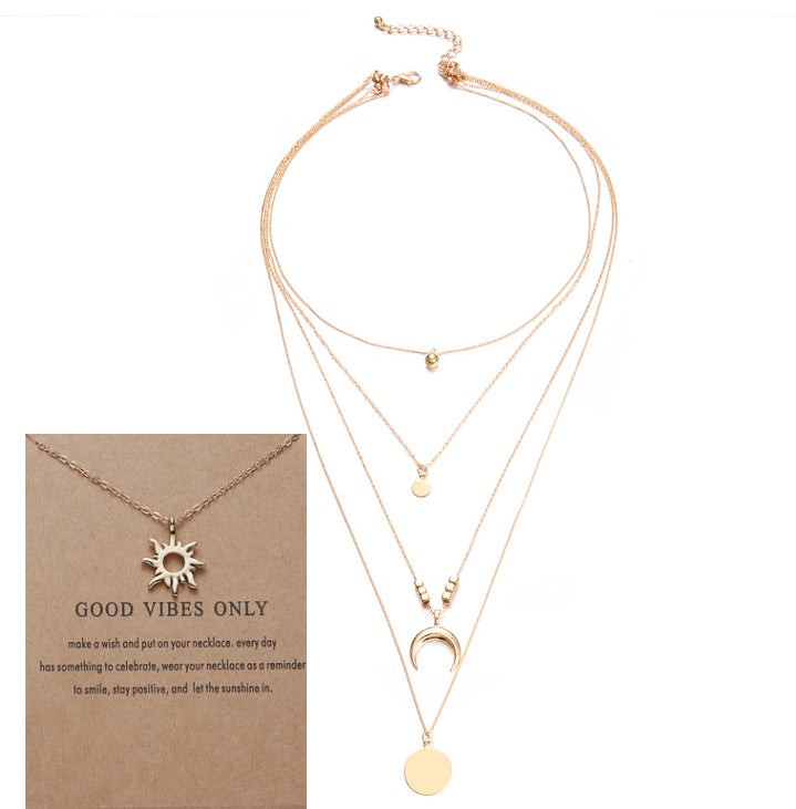Multi-layer Moon Wafer Elegant Necklace
