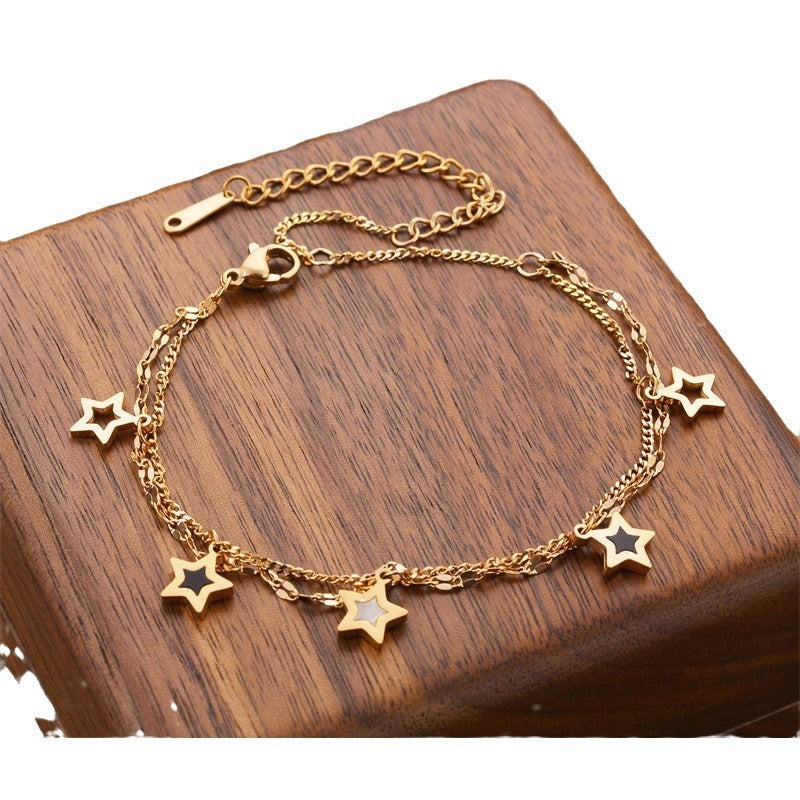 Double Layer Pentagram Titanium Steel Bracelet