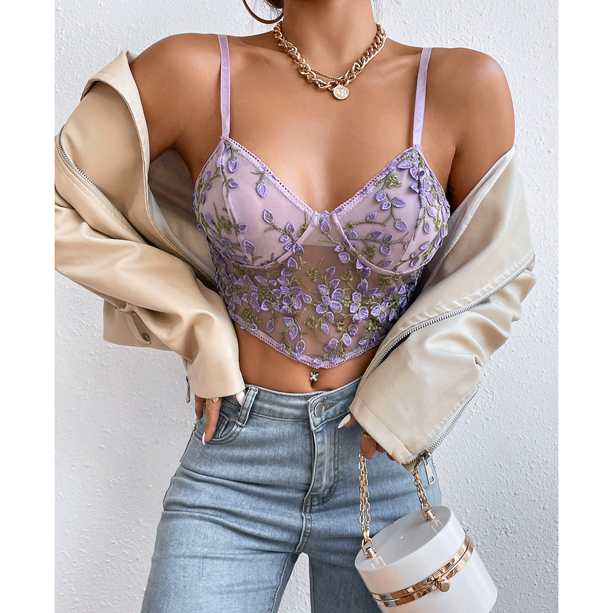 Lace Embroidery  Lingerie Top