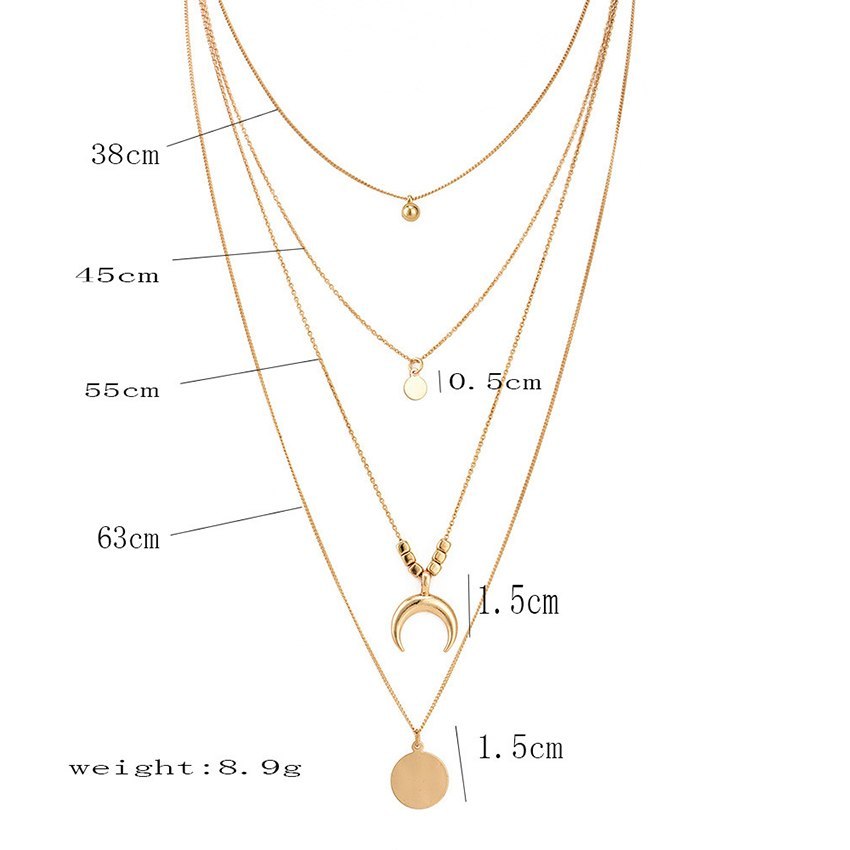 Multi-layer Moon Wafer Elegant Necklace