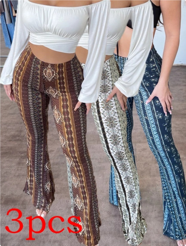 High Elastic Tight Print Trousers