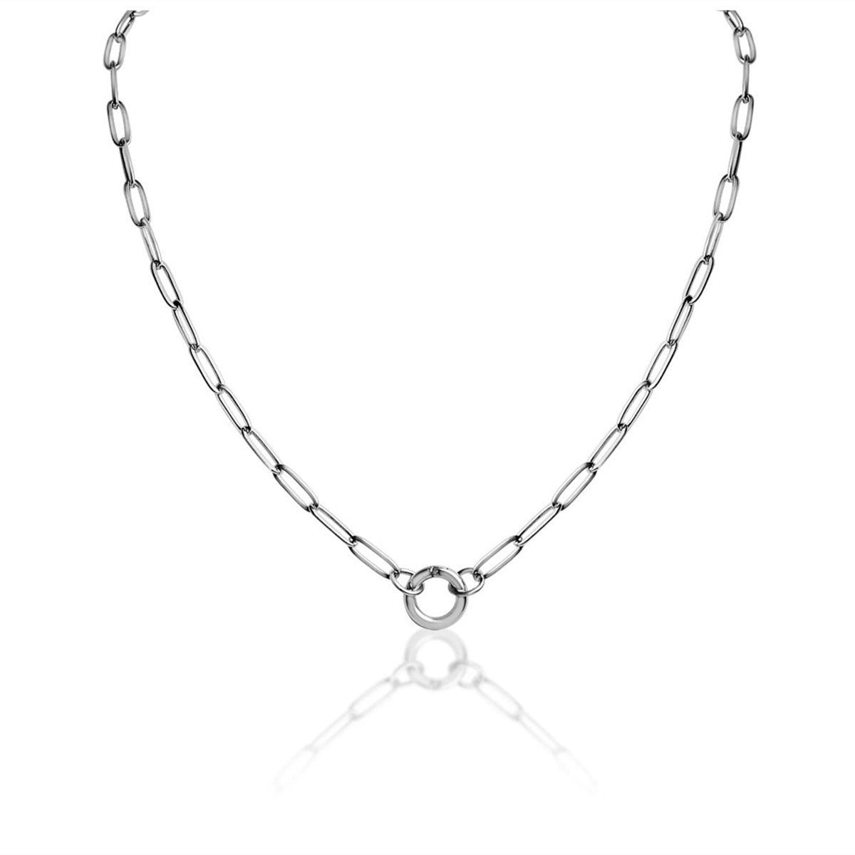 Stainless Steel Clip Circle Necklace
