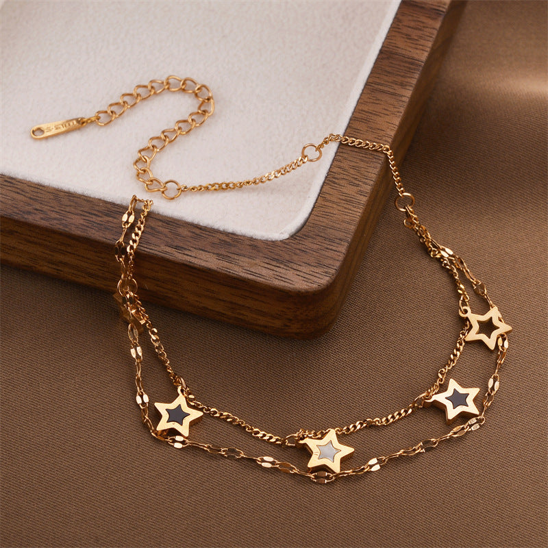 Double Layer Pentagram Titanium Steel Bracelet