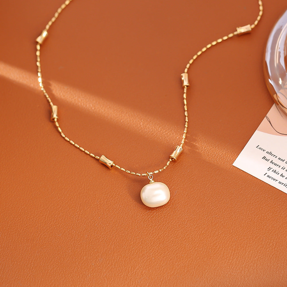Sugar Pearl Bamboo Necklace