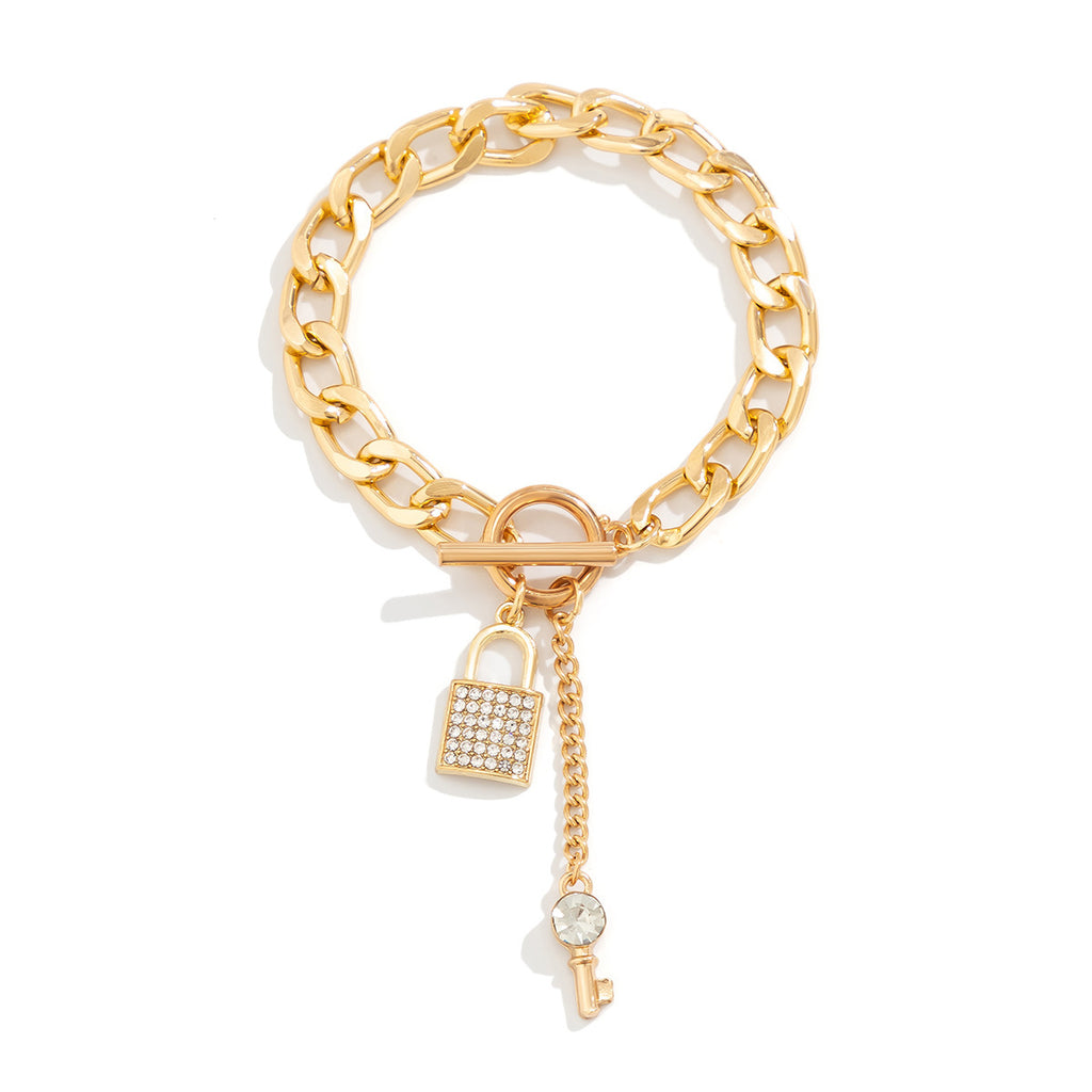 Thick Chain With Shiny Lock And Key Necklace