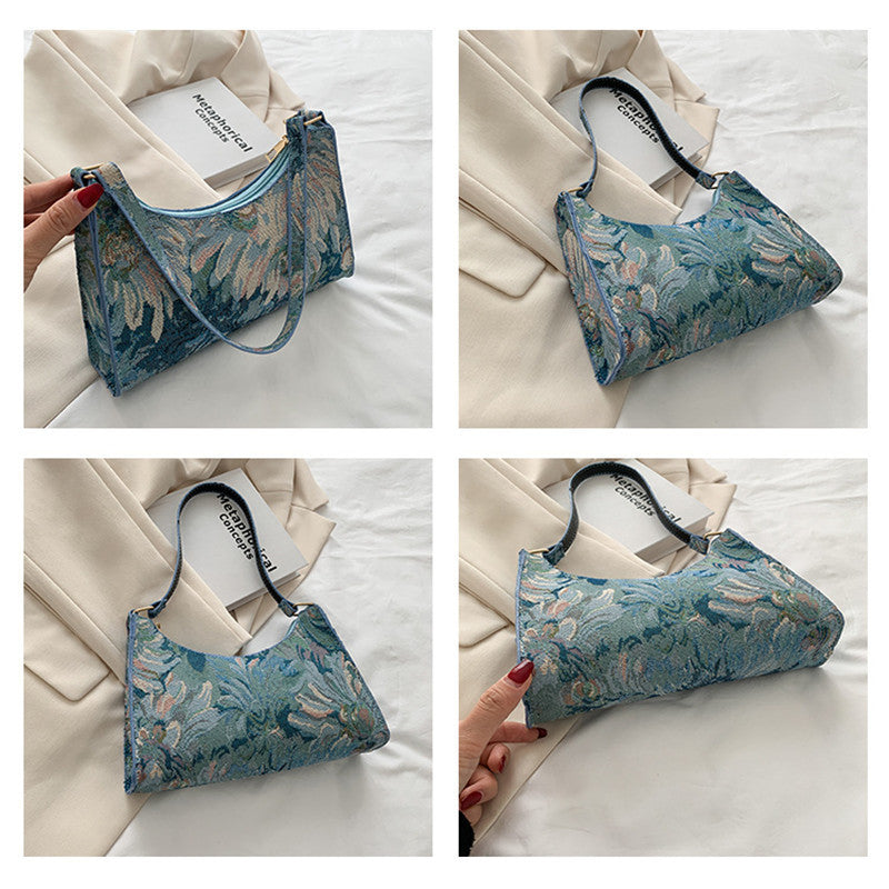 Oil Painting Underarm Crossbody Bag