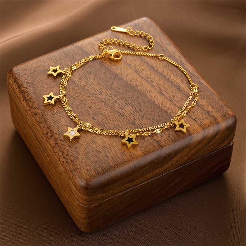 Double Layer Pentagram Titanium Steel Bracelet