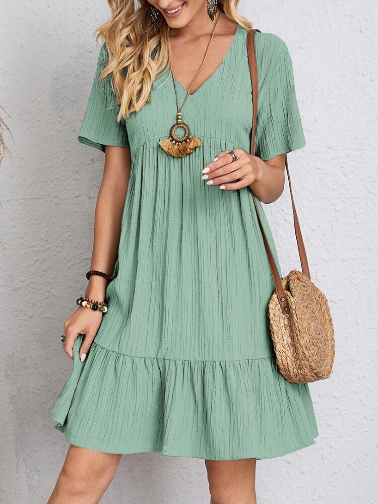 V-neck Short Sleeve Dres