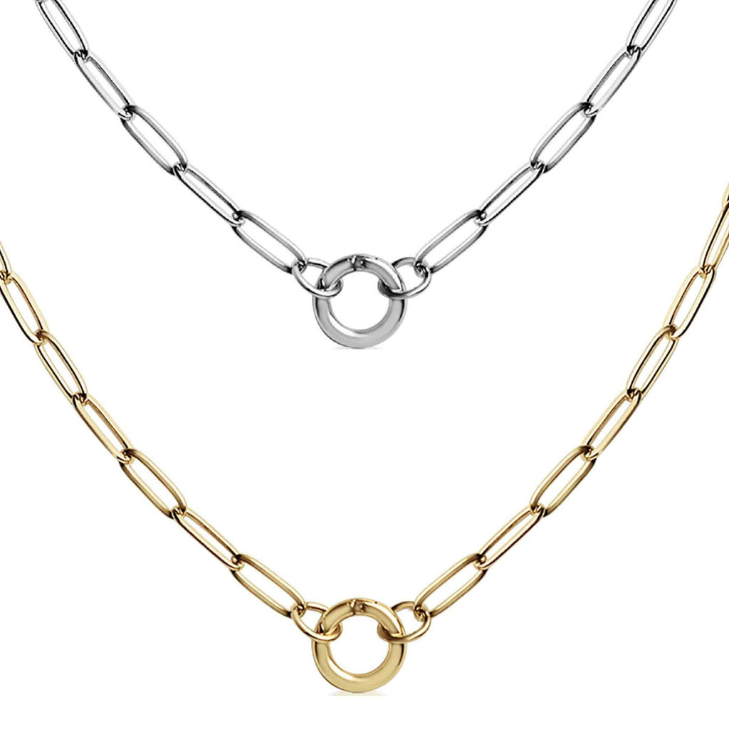 Stainless Steel Clip Circle Necklace