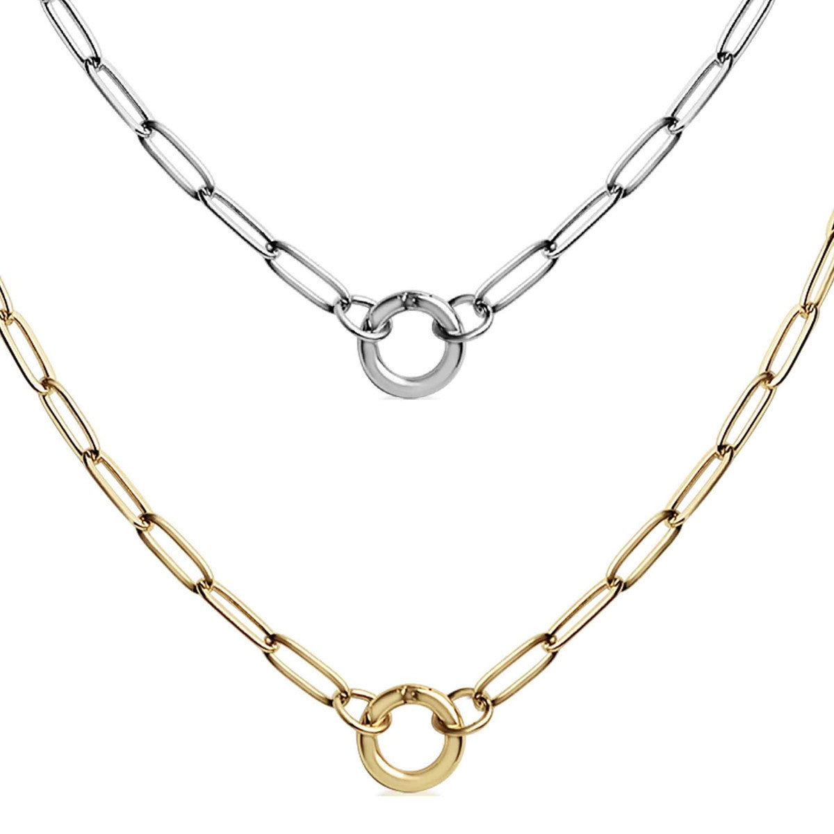 Stainless Steel Clip Circle Necklace