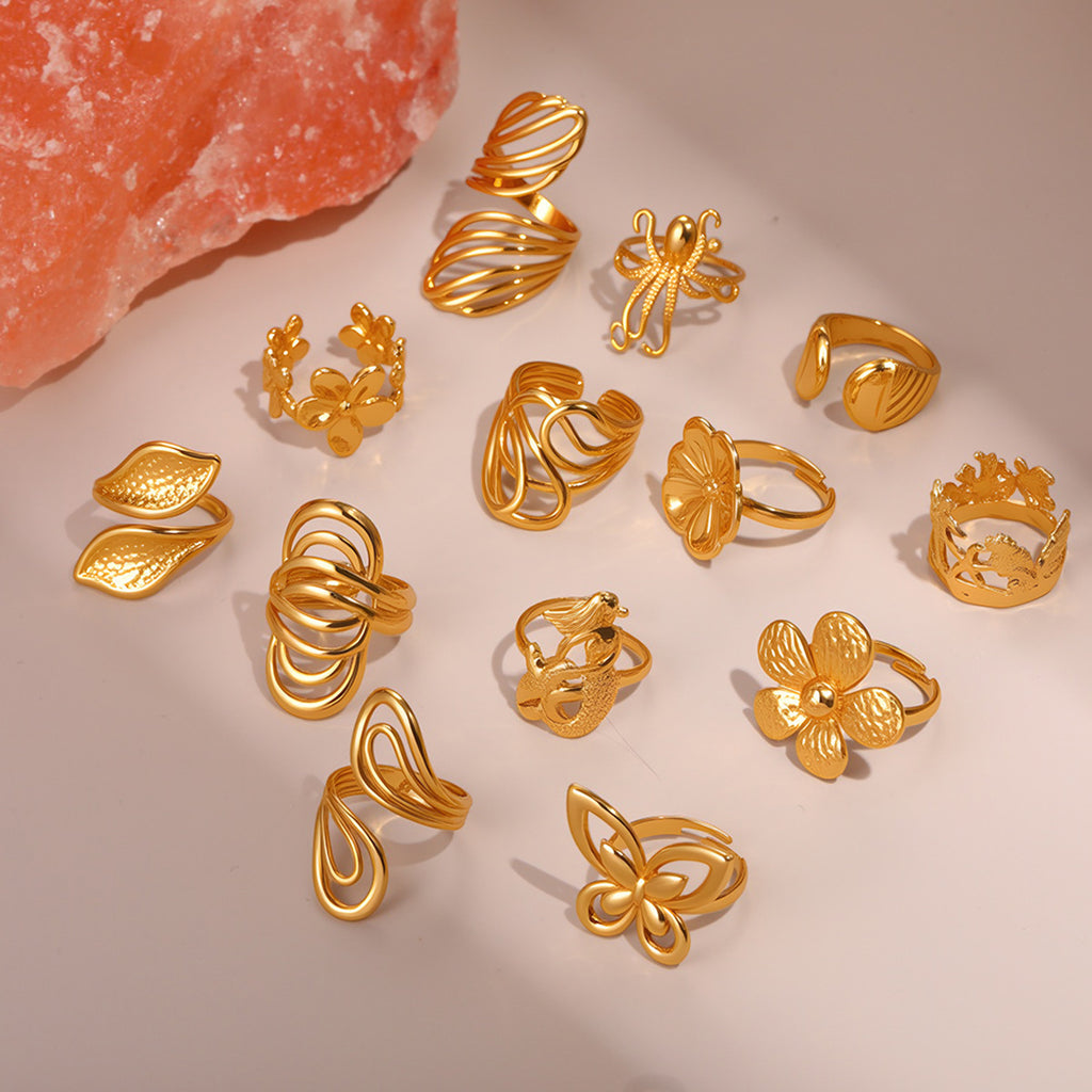 Flower Ocean Ring Open Design Ring