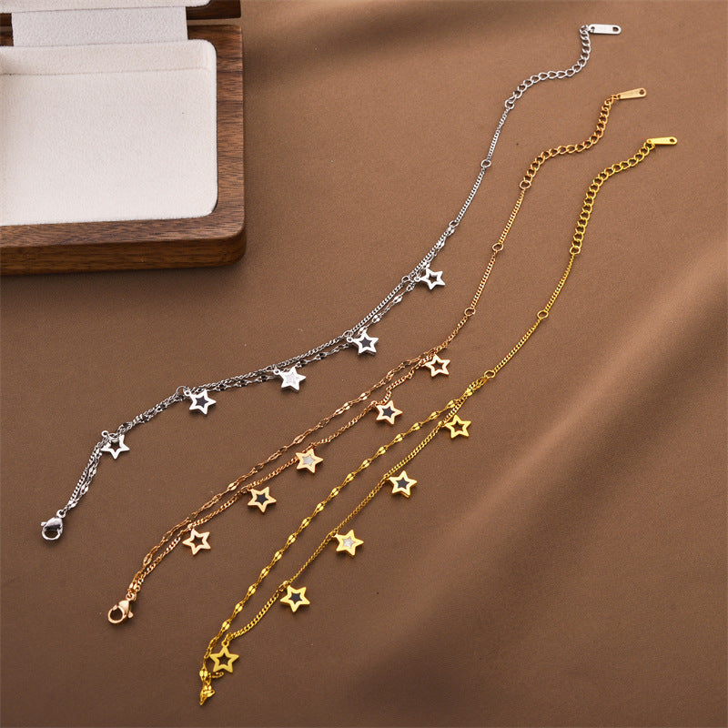 Double Layer Pentagram Titanium Steel Bracelet