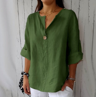 Cotton And Linen Button Top