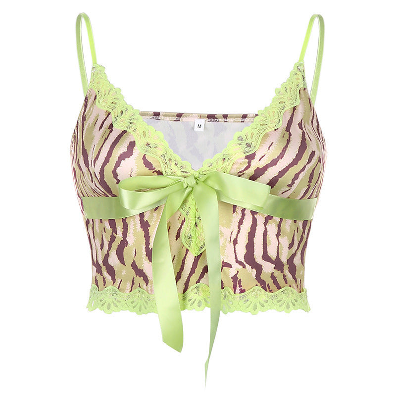 V-neck Lace Lace-up Camisole TOP