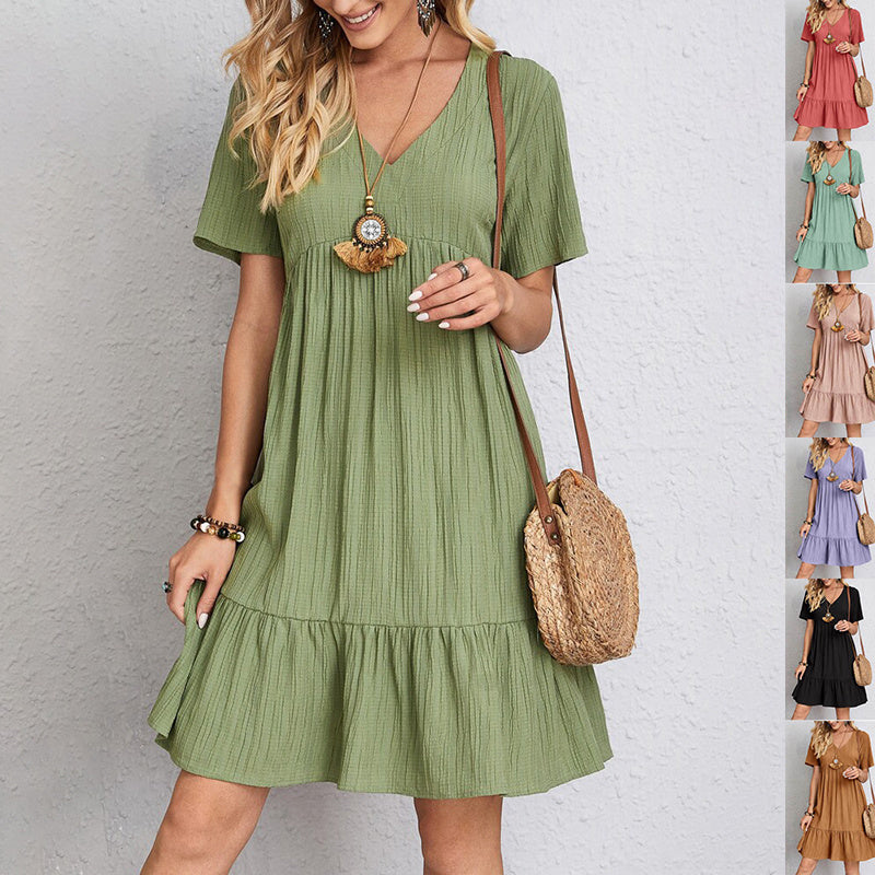 V-neck Short Sleeve Dres