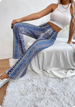High Elastic Tight Print Trousers