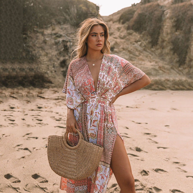 Flowers Printed Beach Dress